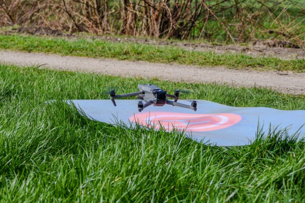 Drone boven de landingsplaats